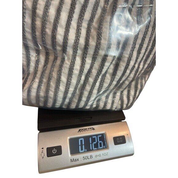 American Eagle Gray White Striped Rouched Bow Deep V-neck Textured Romper XL - Picture 14 of 15